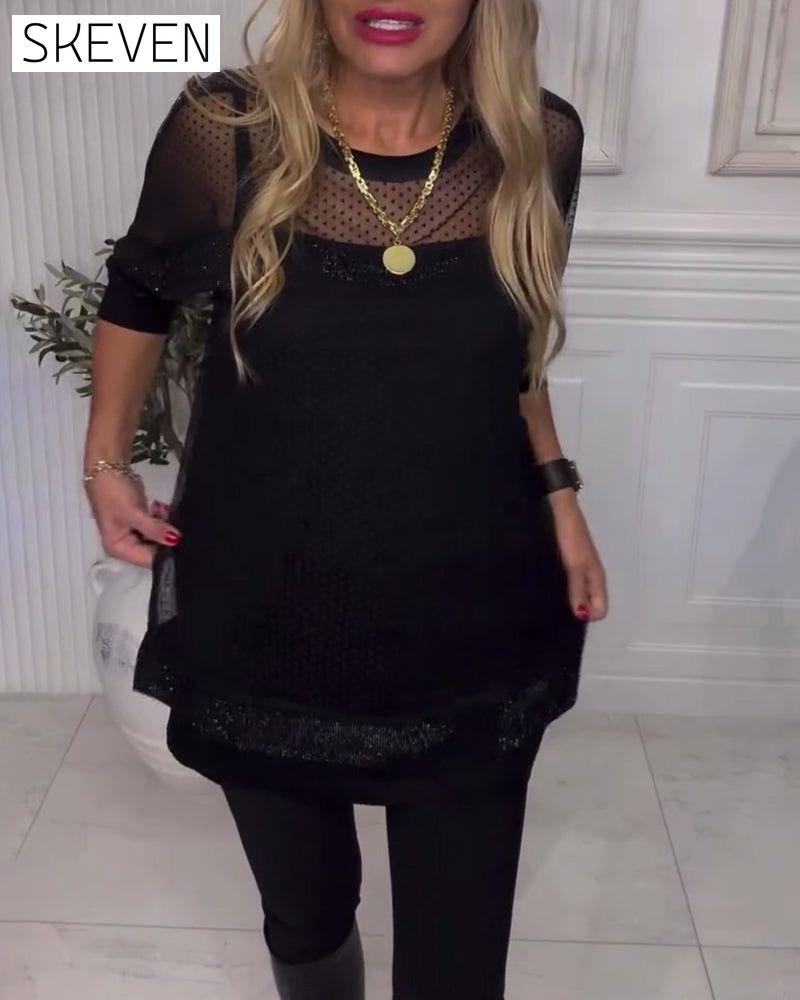 Patchwork Long Sleeve Blouse