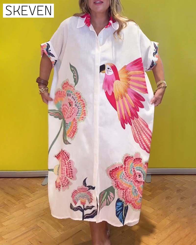 Robe longue imprimée à revers