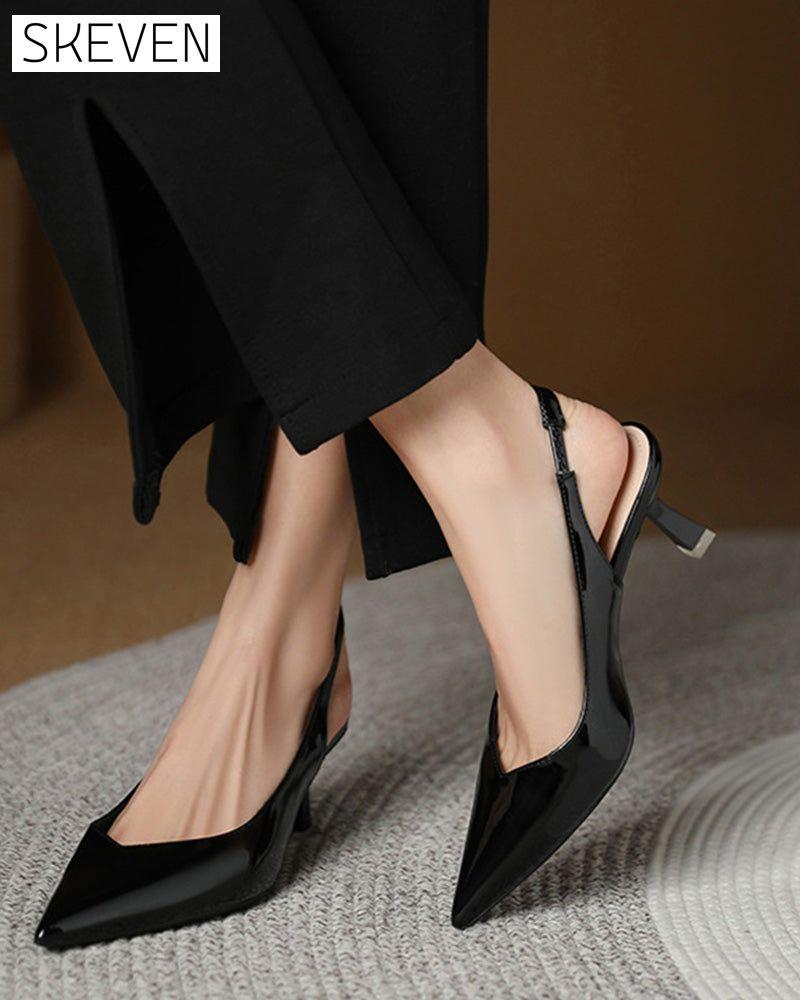 einfarbige, elegante, spitze High Heels