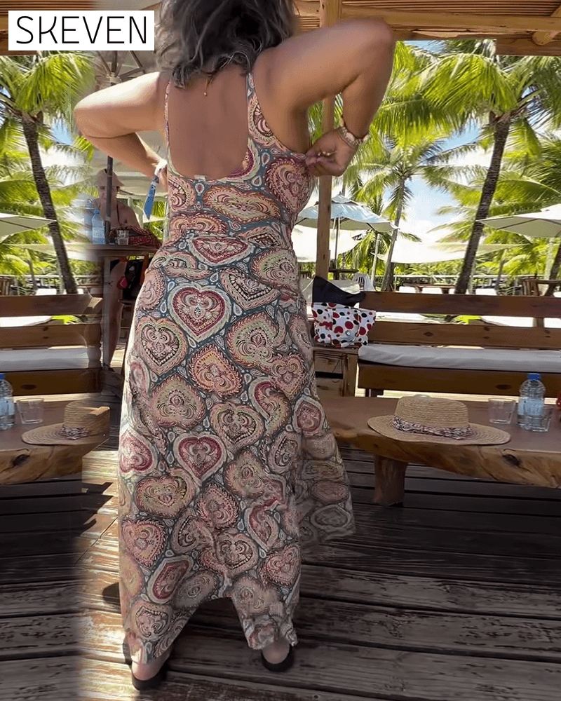 Strapless Heart Holiday Print Swimsuit