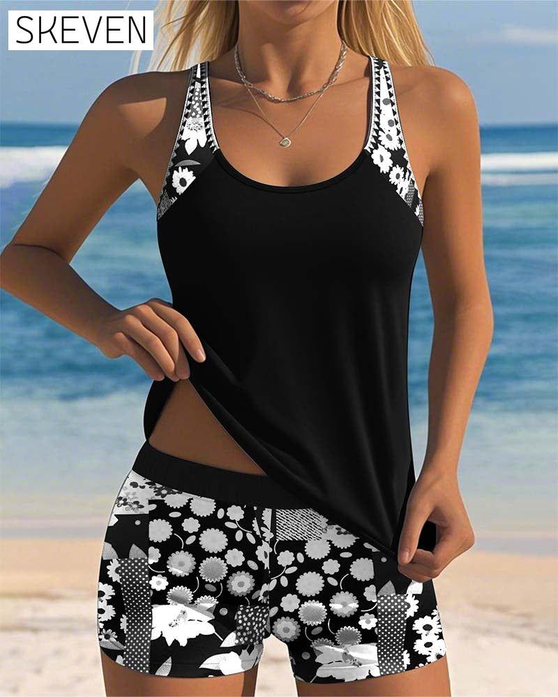 Tank Top Printed Boxer Swimsuit