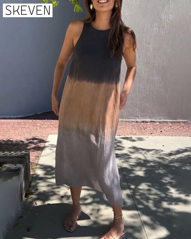 Ärmelloses Kleid mit Farbverlauf und Rundhalsausschnitt