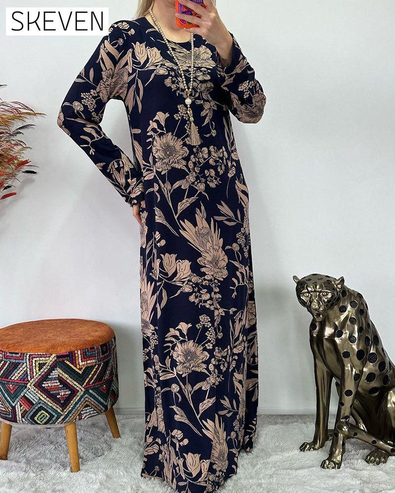 Round neck floral pattern dress