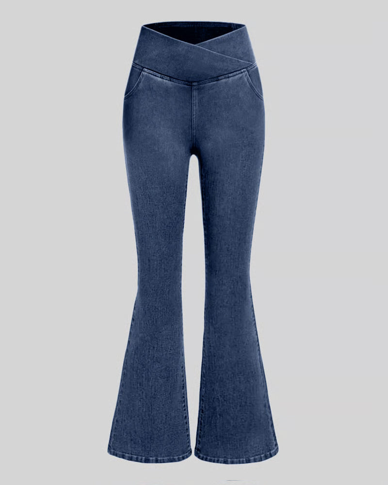 High Stretch Fashion Pocket Flare Pants