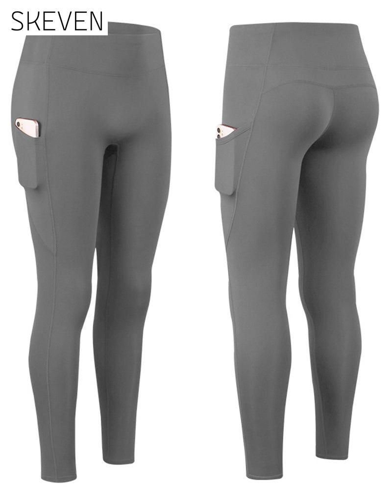 Solid color leggings with fleece pockets