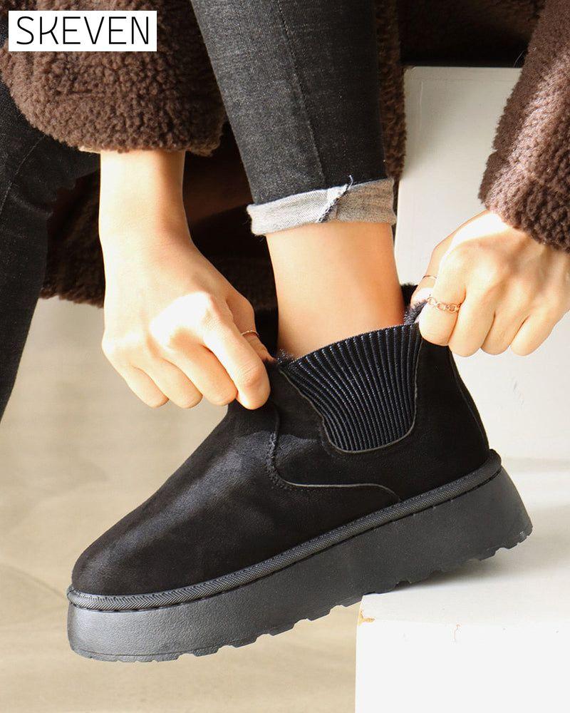 Thick-soled solid color snow boots