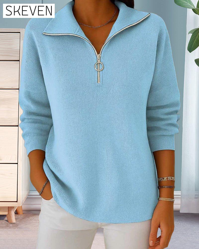 Modischer Pullover mit halbem Reißverschluss