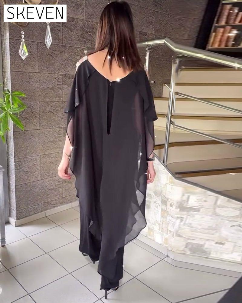 Solid Color Loose Wide-Leg Jumpsuit 2024 f/w christmas jumpsuits & rompers