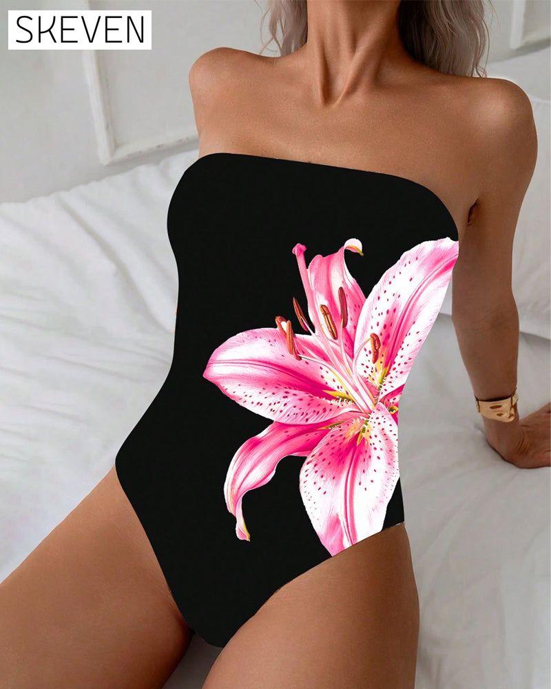 Maillot de bain bandeau une pièce imprimé
