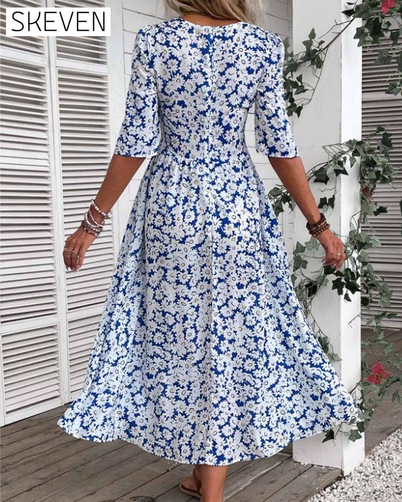 Fresh floral slim fit dress casual dresses summer