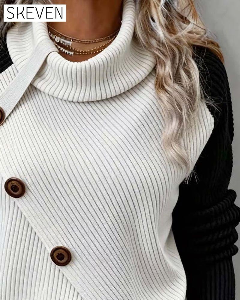 Geripptes Sweatshirt mit Farbblockmuster