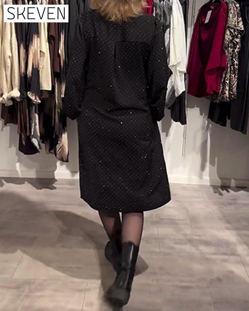 Kleid mit Laternenärmeln und Diamantmuster