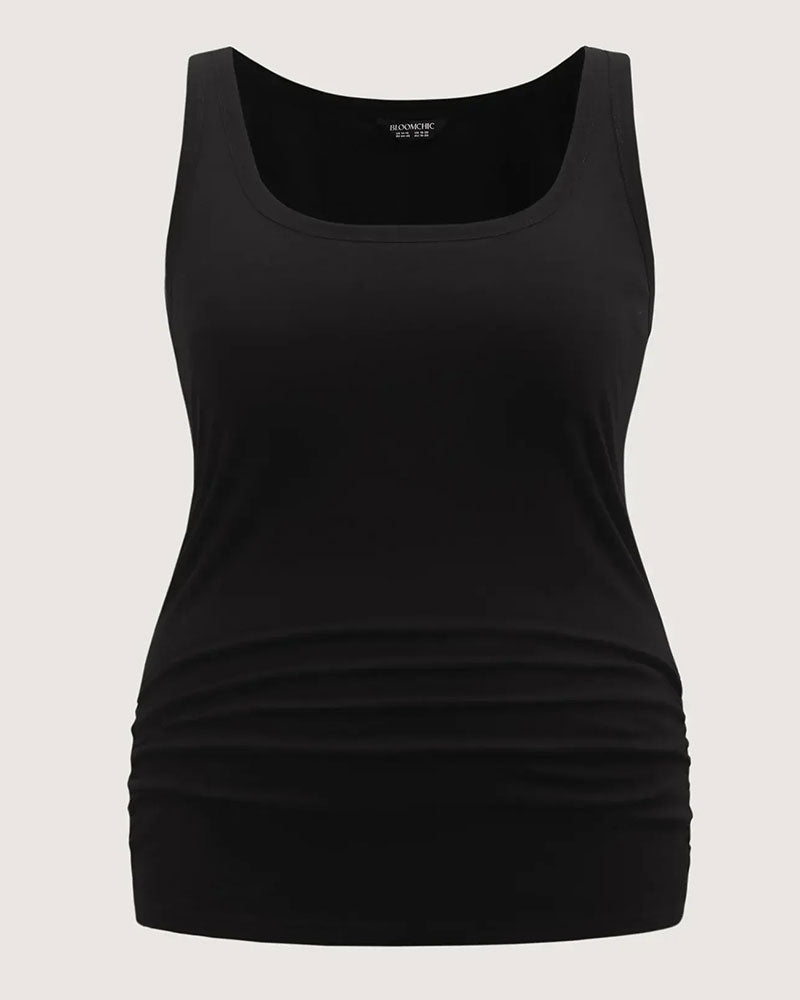 U-Neck Sleeveless Slim Fit Built-In Bra Tank Top