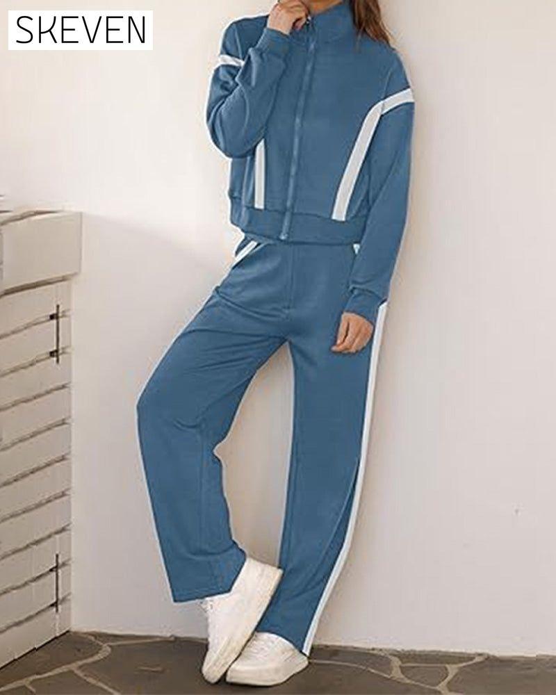 Ensemble deux pièces veste et pantalon style sport-décontracté