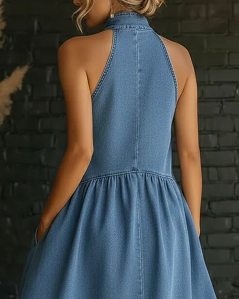 Fashion Sleeveless Denim Chic Dress