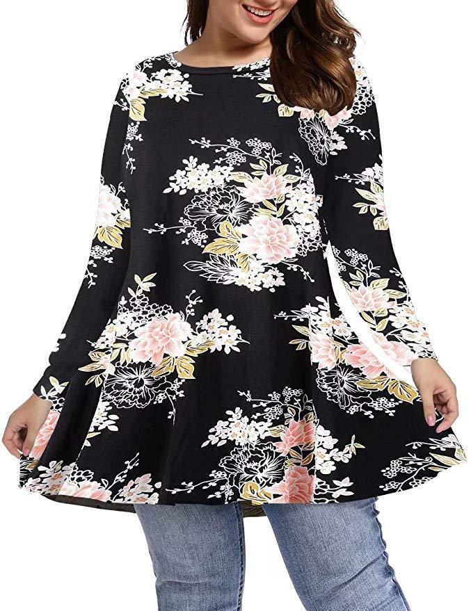Long-sleeve Belted Top Plus-size Relaxed Fit