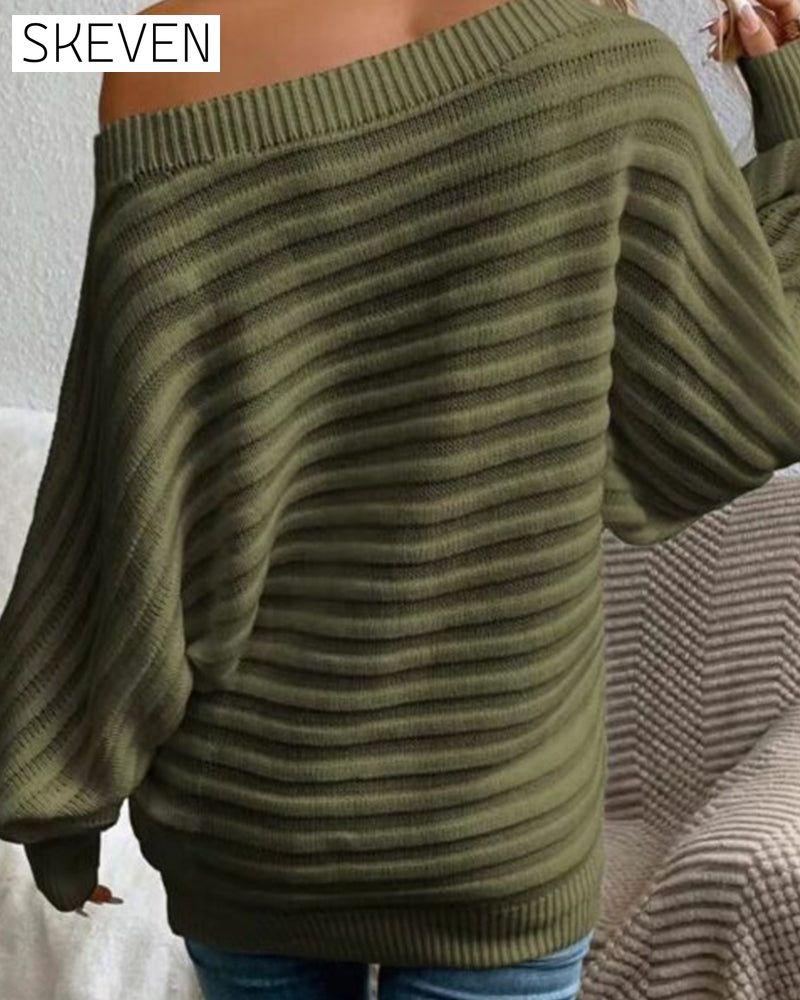 Solid color casual ribbed sweater