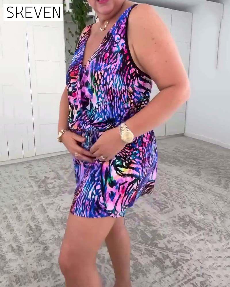 Maillot de bain une pièce à imprimé coloré et col en V