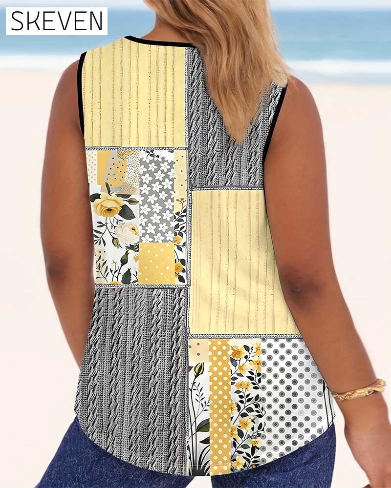 U - Neck Floral Printed Tank Top