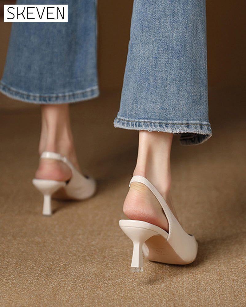 einfarbige, elegante, spitze High Heels