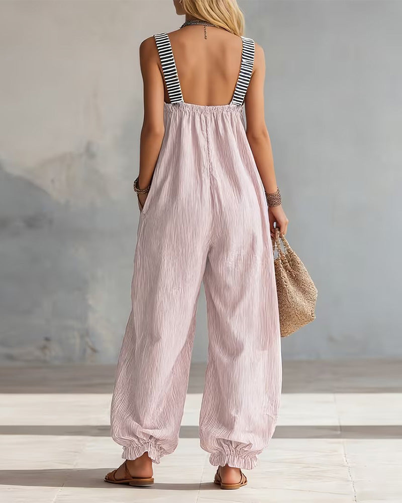 Striped Straps Jumpsuit