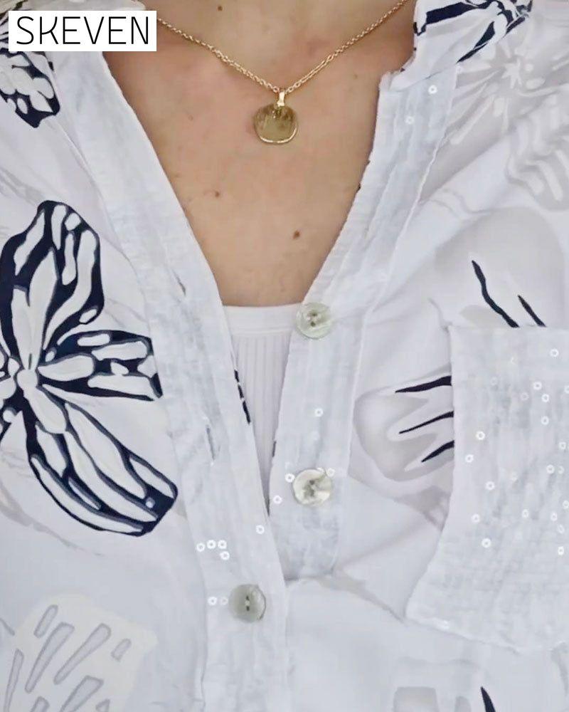 Floral Button V-Neck Blouse