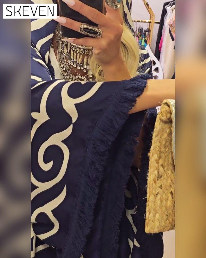 Irregular Print Long Coat