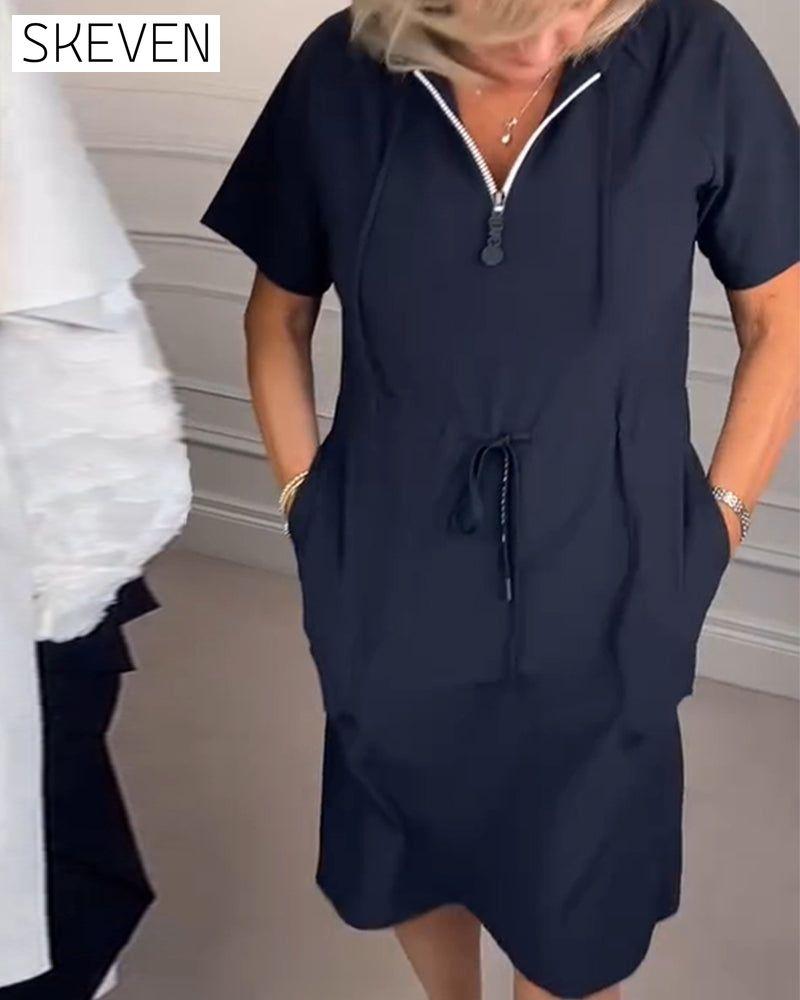 Robe de sport à capuche et demi-zip