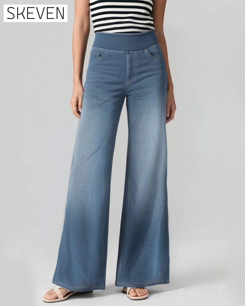 Jean ample et décontracté taille haute délavé