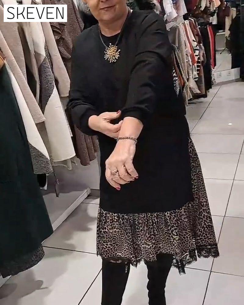 Robe ample grande taille à imprimé léopard