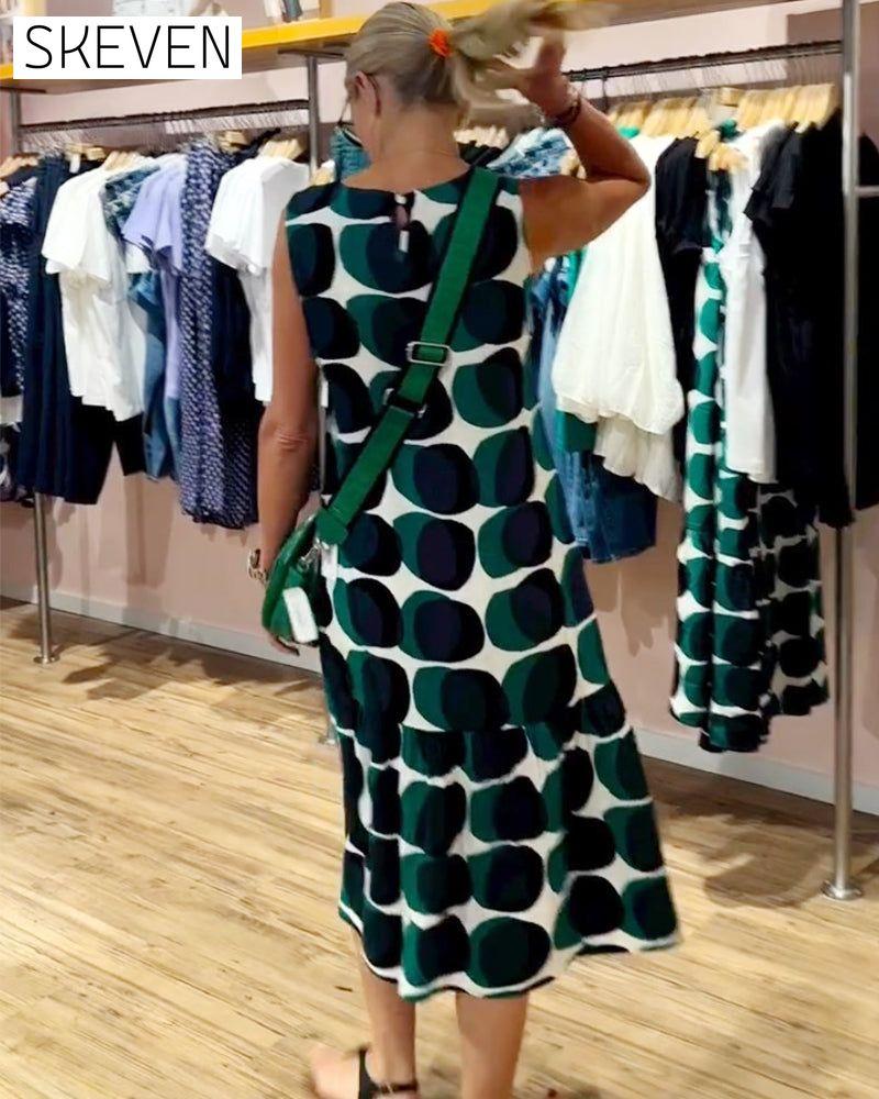 Round Neck Sleeveless Printed Dress