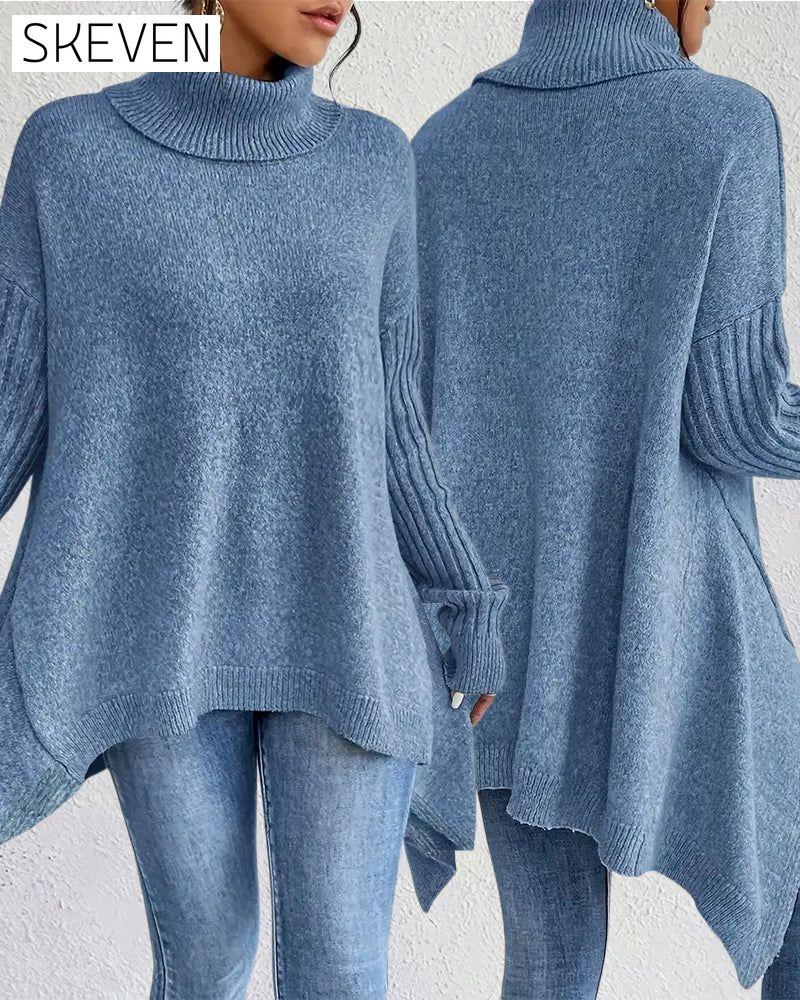 High Collar Irregular Loose Sweater