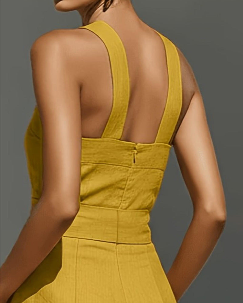 Halter Neck Off-Shoulder Wide-Leg Jumpsuit