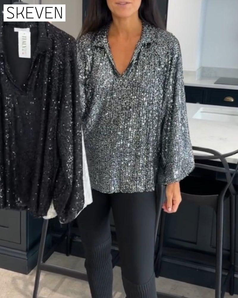 Chemisier uni à sequins