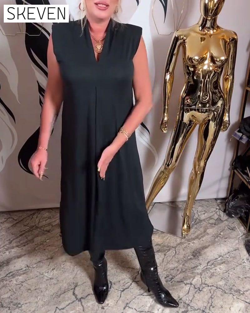 V-Neck Fashionable Sleeveless Dress