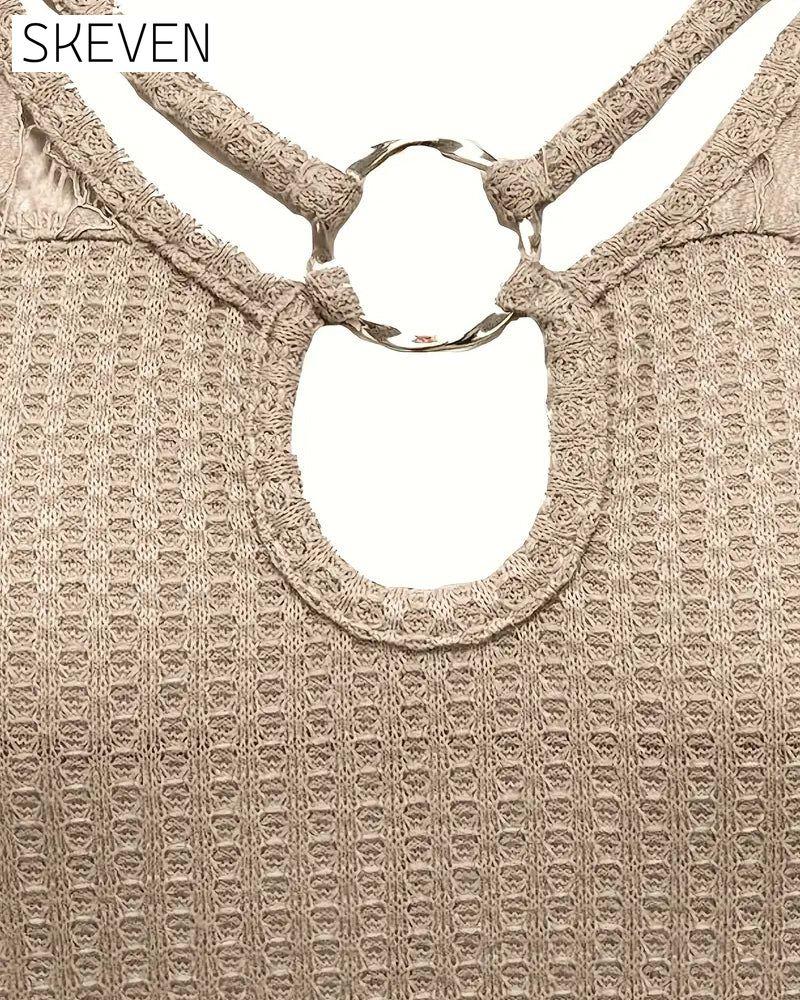 Lace Panel Knitted T-Shirt