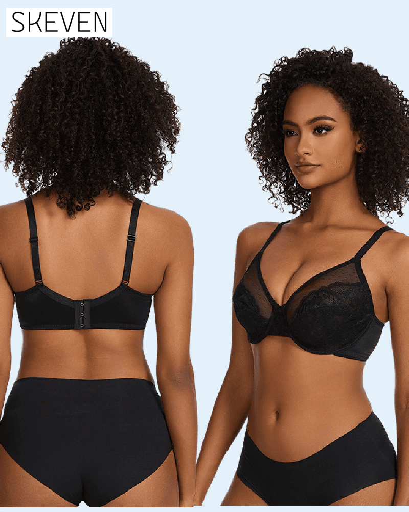 Mesh Lace Gathered Bra