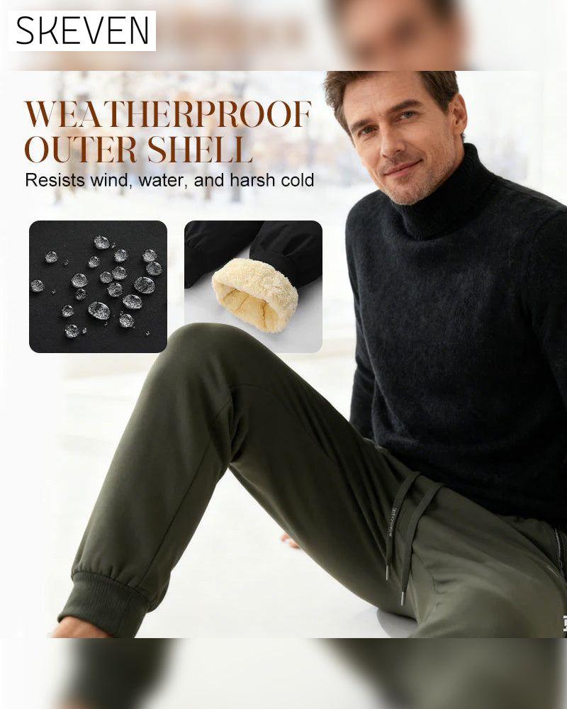 Pantalon imperméable doublé chaud à cordon de serrage pour homme