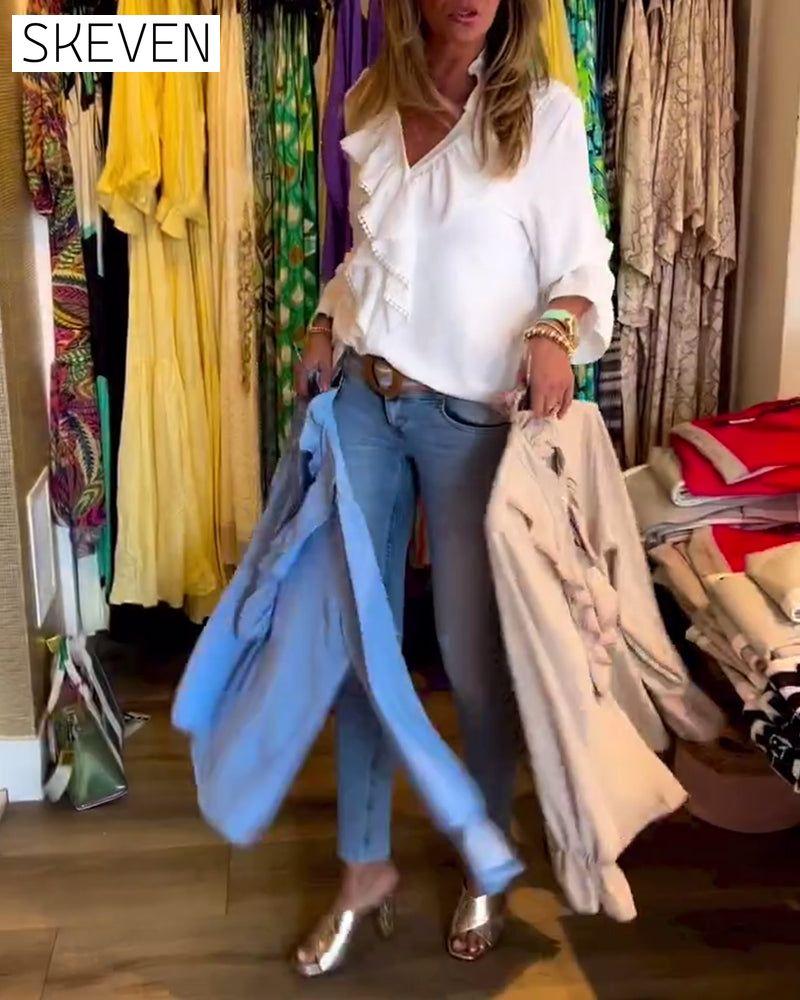 Designerblusen mit Rüschen für Damen
