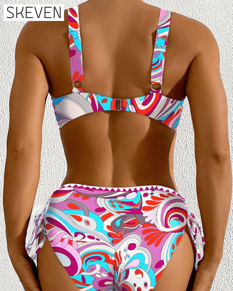 Soutien-gorge sexy, bikini imprimé deux pièces