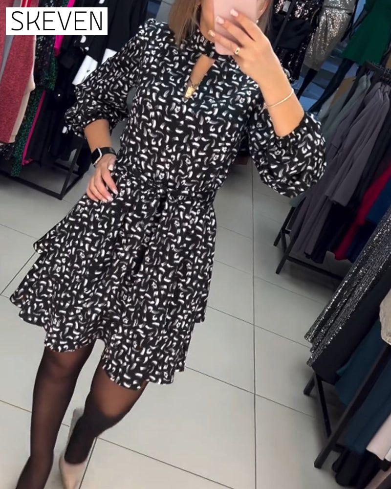 Elegant printed cutout dress