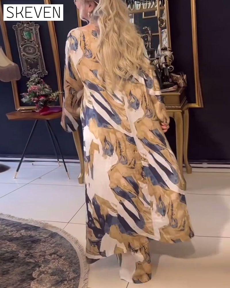 Irregular printed elegant two-piece set
