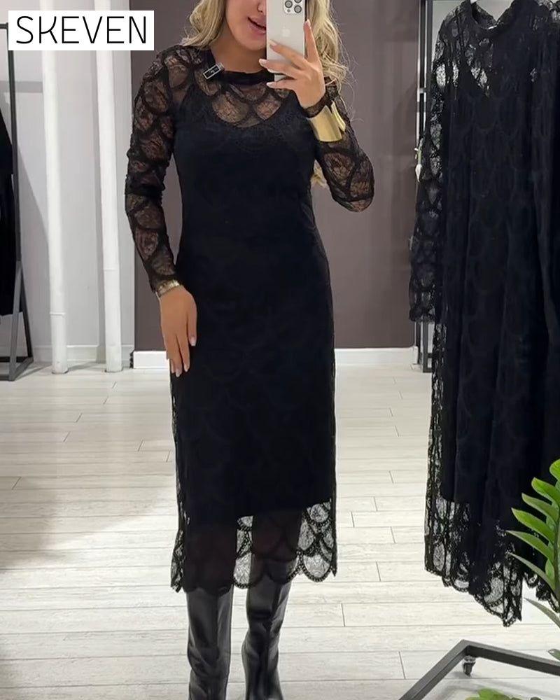 Spitzen-Cover-Up &amp; Cami-Kleid-Set