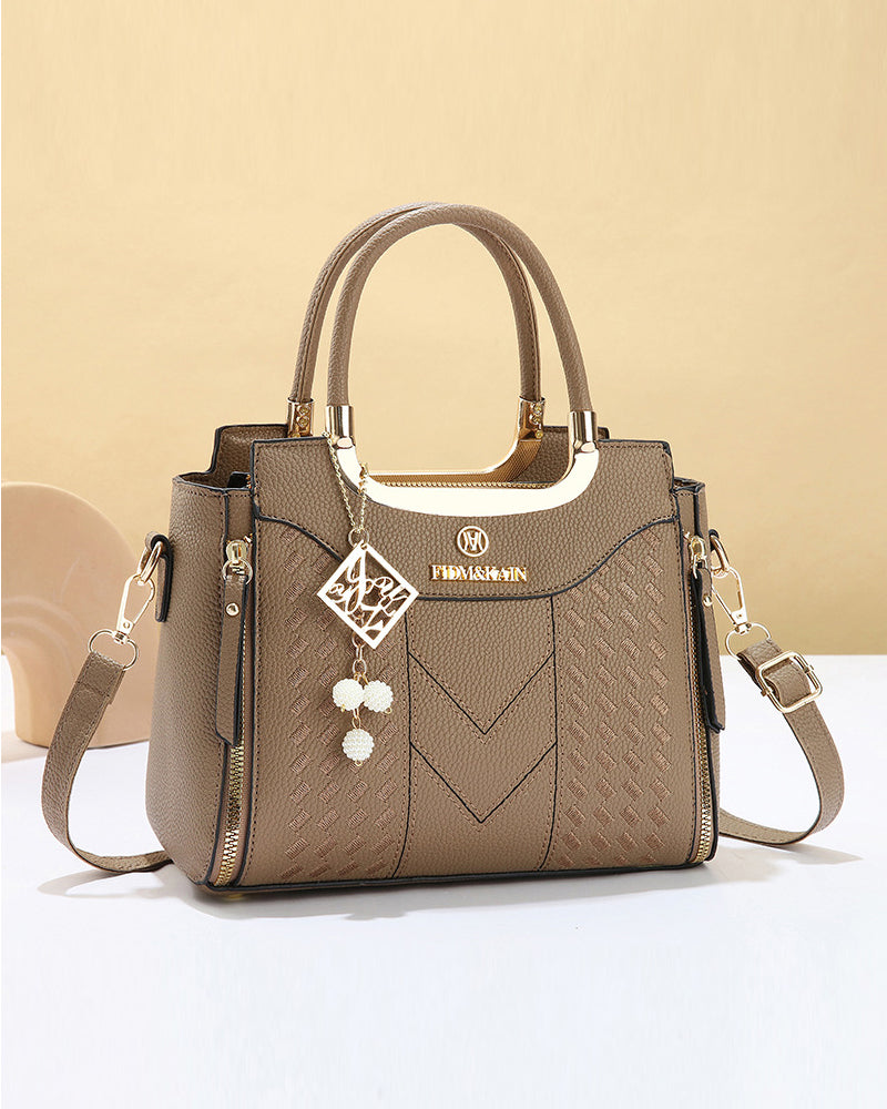 Women's V-Stitched Top-Handle Satchel Bag