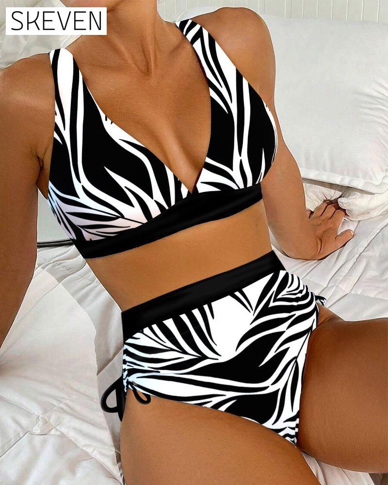 Two-Piece Printed High Waist Bikini