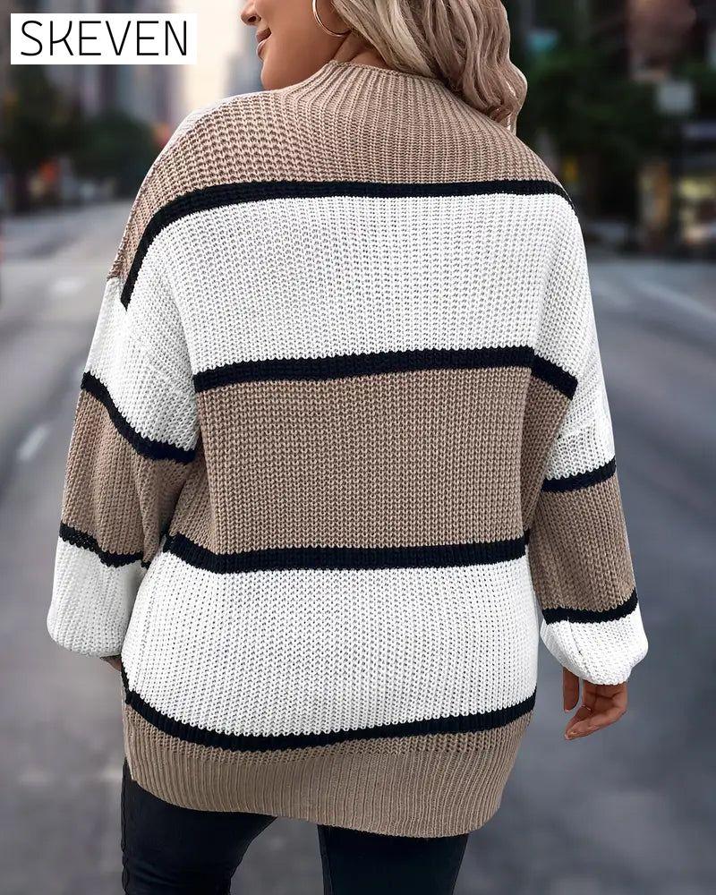 Pull ample à rayures contrastées et épaules tombantes