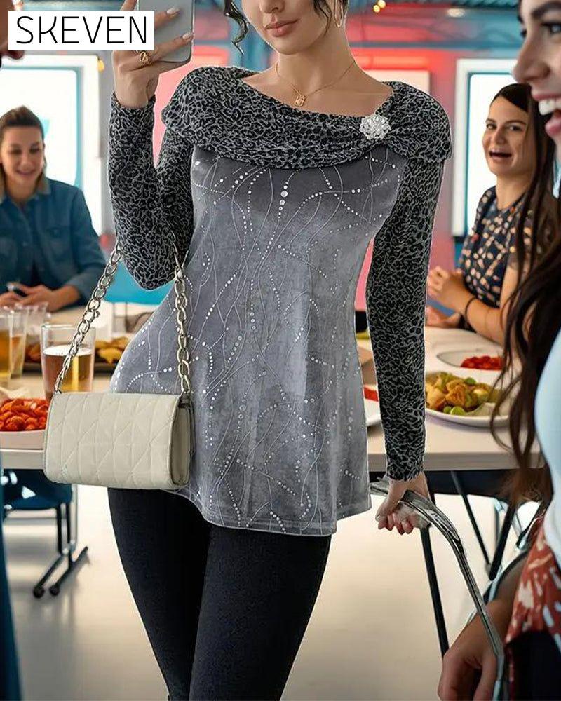 Leopard Print Long-Sleeved Top