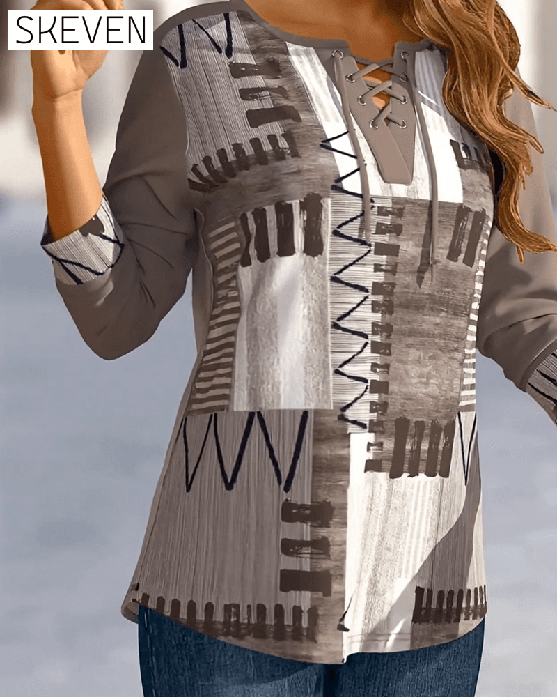 Stylish Criss-Cross Strap Plaid Print Top
