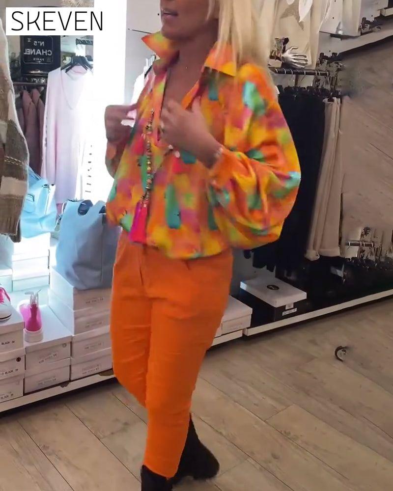Women's Lapel floral Blouses