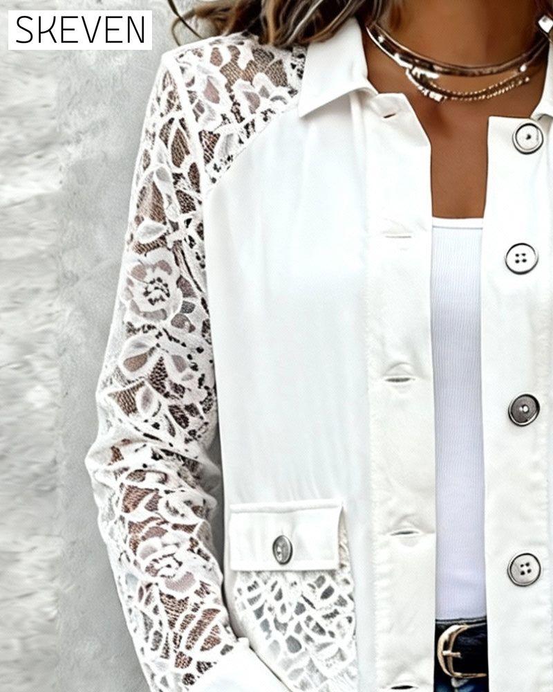 Long-Sleeve Patch Lapel Coat